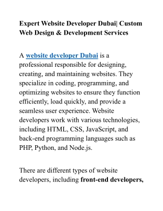 Expert Website Developer Dubai_phpyouth