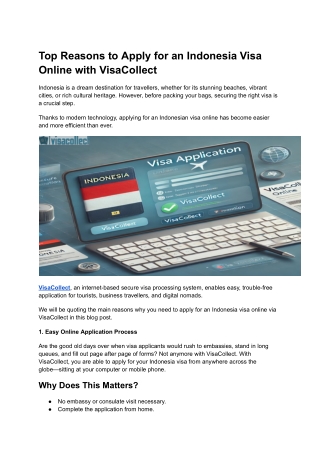 Major Factors to Apply Online For an Indonesia Visa through VisaCollect.