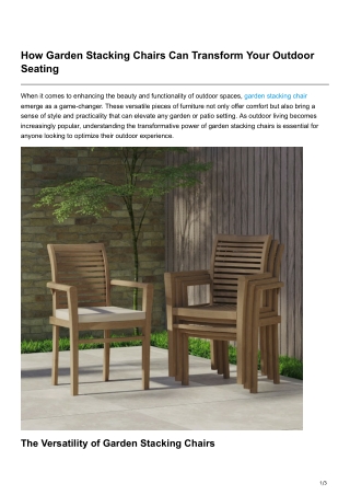 How Garden Stacking Chairs Can Transform Your Outdoor Seating
