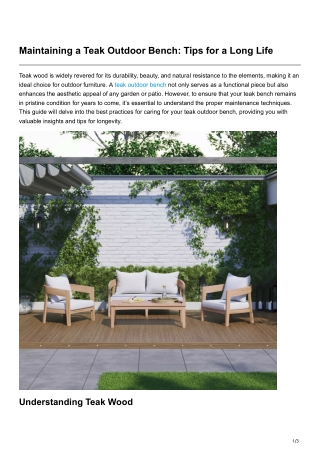 Maintaining a Teak Outdoor Bench Tips for a Long Life