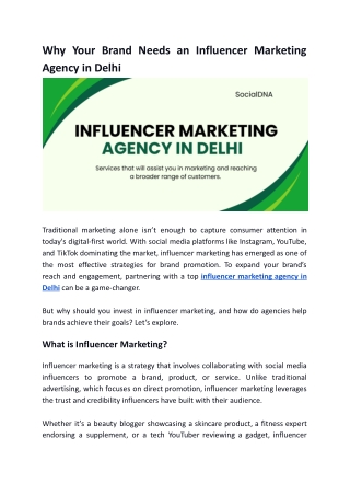 Why Your Brand Needs an Influencer Marketing Agency in Delhi