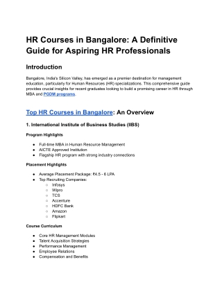 HR Courses in Bangalore_ A Definitive Guide for Aspiring HR Professionals