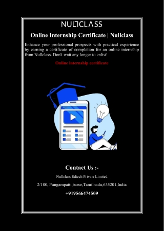 online internship certificate nullclass