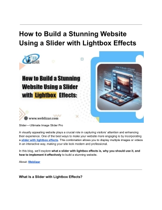 How to Build a Stunning Website Using a Slider with Lightbox Effects