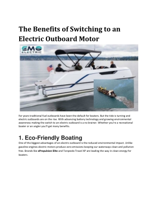 The Benefits of Switching to an Electric Outboard Motor