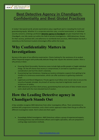 Best Detective Agency in Chandigarh:  Confidentiality and Best Global Practices