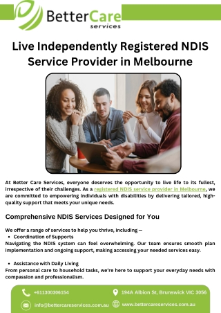 Live Independently Registered NDIS Service Provider in Melbourne