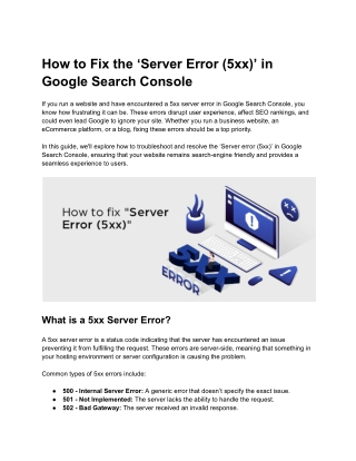 How to Fix the ‘Server Error (5xx)’ in Google Search Console