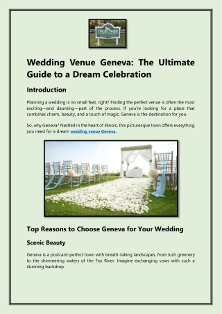 Wedding Venue Geneva The Ultimate Guide to a Dream Celebration