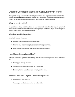 Affordable Apostille Services for Degree Certificate in Pune