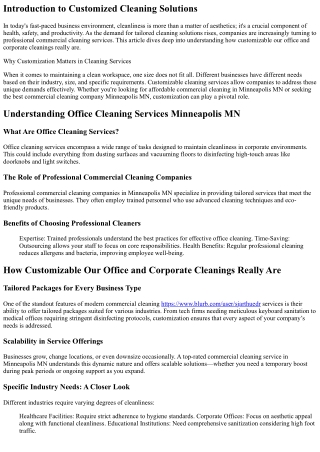 introduction to customized cleaning solutions