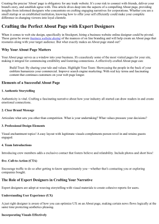 creating the precise about page is obligatory