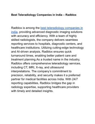 Best Teleradiology Companies in India – Radblox