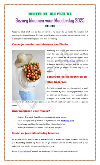 Pluukz bezorg bloemen voor Moederdag 2025