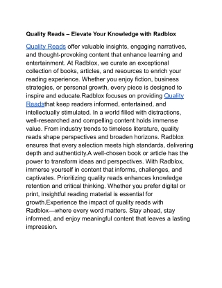 Quality Reads – Elevate Your Knowledge with Radblox