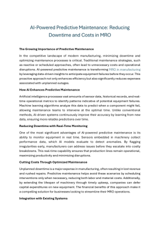AI-Powered Predictive Maintenance Reducing Downtime and Costs in MRO