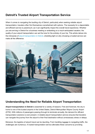 Detroits Trusted Airport Transportation Service