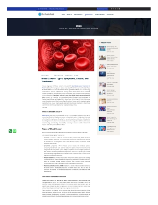Blood Cancer Types, Symptoms, Causes, and Treatment
