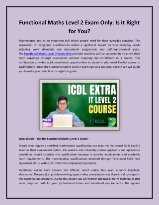 Functional Maths Level 2 Exam Only: Is It Right for You?