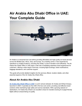 Air Arabia Abu Dhabi Office in UAE_ Your Complete Guide