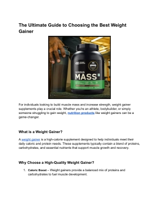 The Ultimate Guide to Choosing the Best Weight Gainer