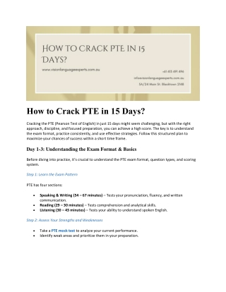 How to Crack PTE in 15 Days