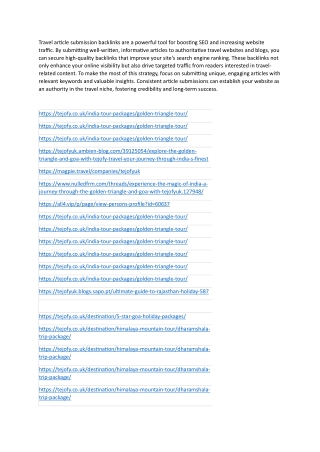 Travel article submission backlinks are a powerful tool for boosting SEO and increasing website traffic