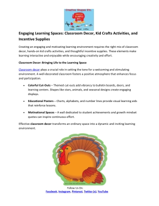 Creative Shapes- Classroom Decor