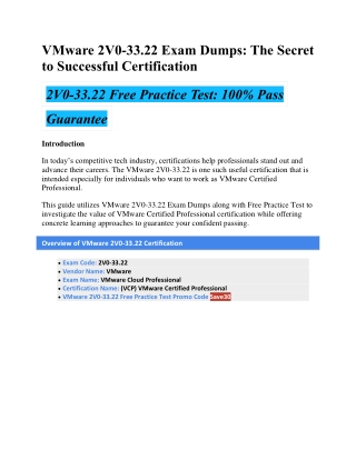 VMware 2V0-33.22 Exam Dumps: The Secret to Successful Certification