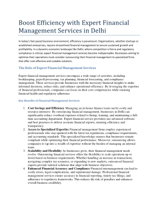 Boost Efficiency with Expert Financial Management Services in Delhi