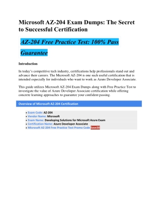 Microsoft AZ-204 Exam Dumps: The Secret to Successful Certification