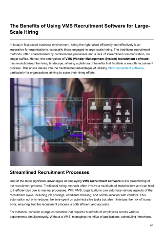 The Benefits of Using VMS Recruitment Software for Large-Scale Hiring