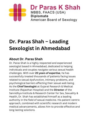 dr paras shah leading sexologist in ahmedabad
