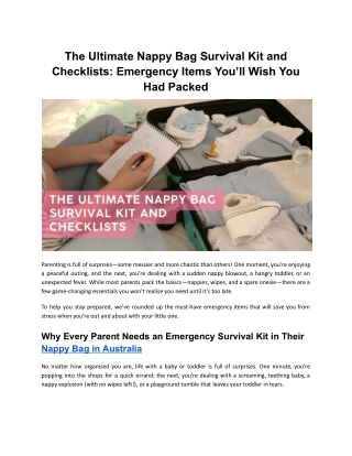 The Ultimate Nappy Bag Survival Kit and Checklists