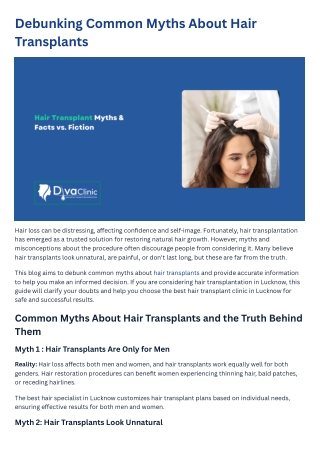 Debunking Common Myths About Hair Transplants