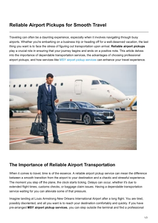 Reliable Airport Pickups for Smooth Travel