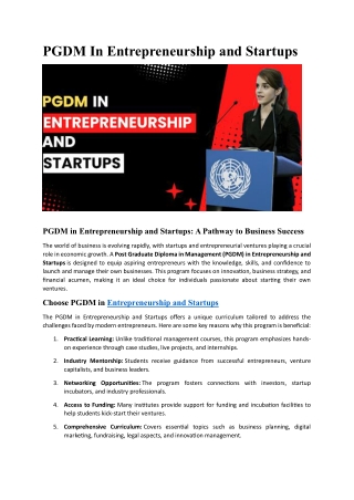 pgdm in entrepreneurship and startups