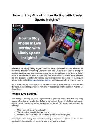How to Stay Ahead in Live Betting with Likely Sports Insights