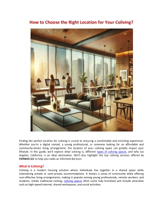 How to Choose the Right Location for Your Coliving