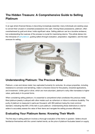 The Hidden Treasure A Comprehensive Guide to Selling Platinum