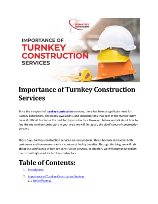 Importance of Turnkey Construction Services
