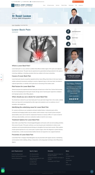 Lower Back Pain in Koramangala, Bangalore