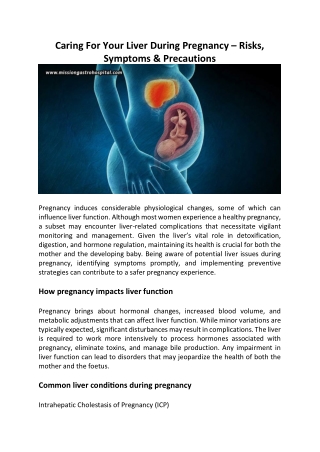 Caring For Your Liver During Pregnancy – Risks, Symptoms & Precautions