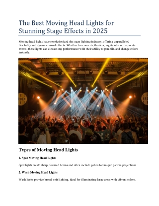 The Best Moving Head Lights for Stunning Stage Effects in 2025