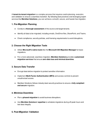 How can you ensure a smooth tenant-to-tenant migration?