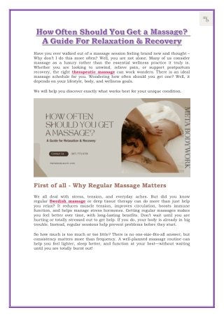 How Often Should You Get a Massage? A Guide For Relaxation & Recovery