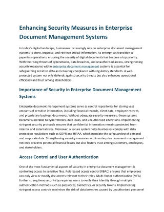 Enhancing Security Measures in Enterprise Document Management Systems