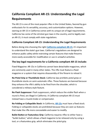California Compliant AR-15  Understanding the Legal Requirements