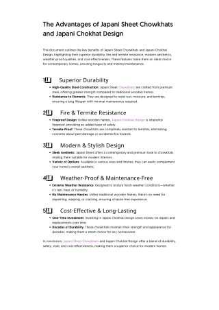 The Advantages of Japani Sheet Chowkhats and Japani Chokhat Design