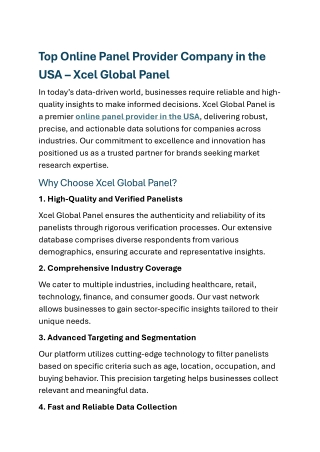 Top Online Panel Provider Company in the USA – Xcel Global Panel